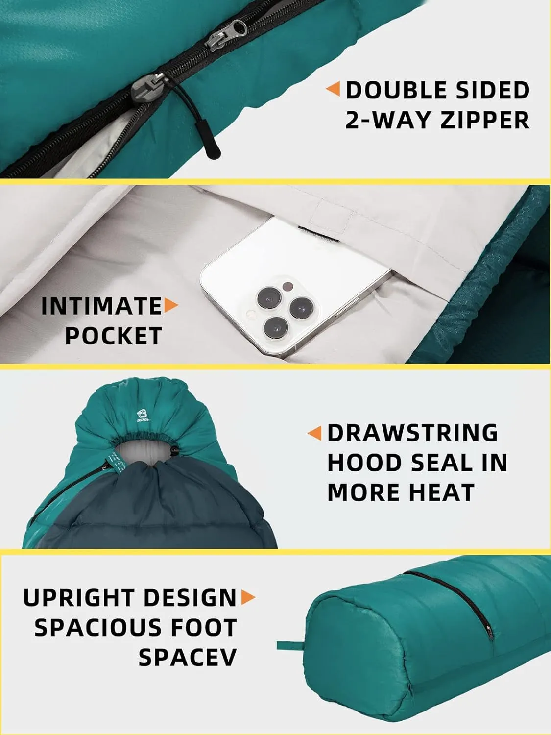 Bessport Ultra-Warm Mummy Sleeping Bag - 15-45°F for Extreme Cold Weather, Perfect for Hiking and Outdoor Adventures! Washable & Cozy 3-4 Season Comfort for Adults