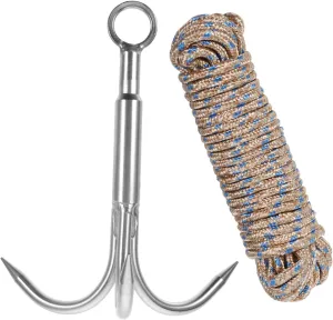 BESTonZON 1 Set Durable Stainless Steel Grappling Hook with Claws for Outdoor Activities Fishing and Climbing Lightweight Aquatic Anchor Portable and Multifunctional Tool Random Color
