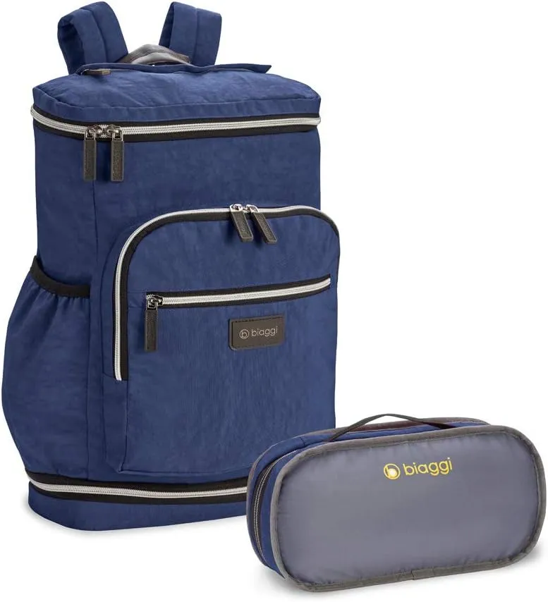 biaggi Zipsak Travel Laptop Backpack - TSA Friendly, Fits 16-inch Notebook, Perfect for Men & Women, College, Business, and Work (Navy Blue)
