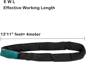 Black Spanset Aerial Lyra Hoop Rigging Aerial Silks Hanging,Polyester Round Slings Strap,5,300 lb. Vertical Capacity, Multiple Span Set Sizes