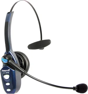BlueParrott B250-XTS Mono Bluetooth Wireless Headphones 91% Noise Canceling Over Head Trucker Headset with Mic, Lightweight Design with Adjustable Headband, 20 hrs. Talk Time, Blue (Renewed)