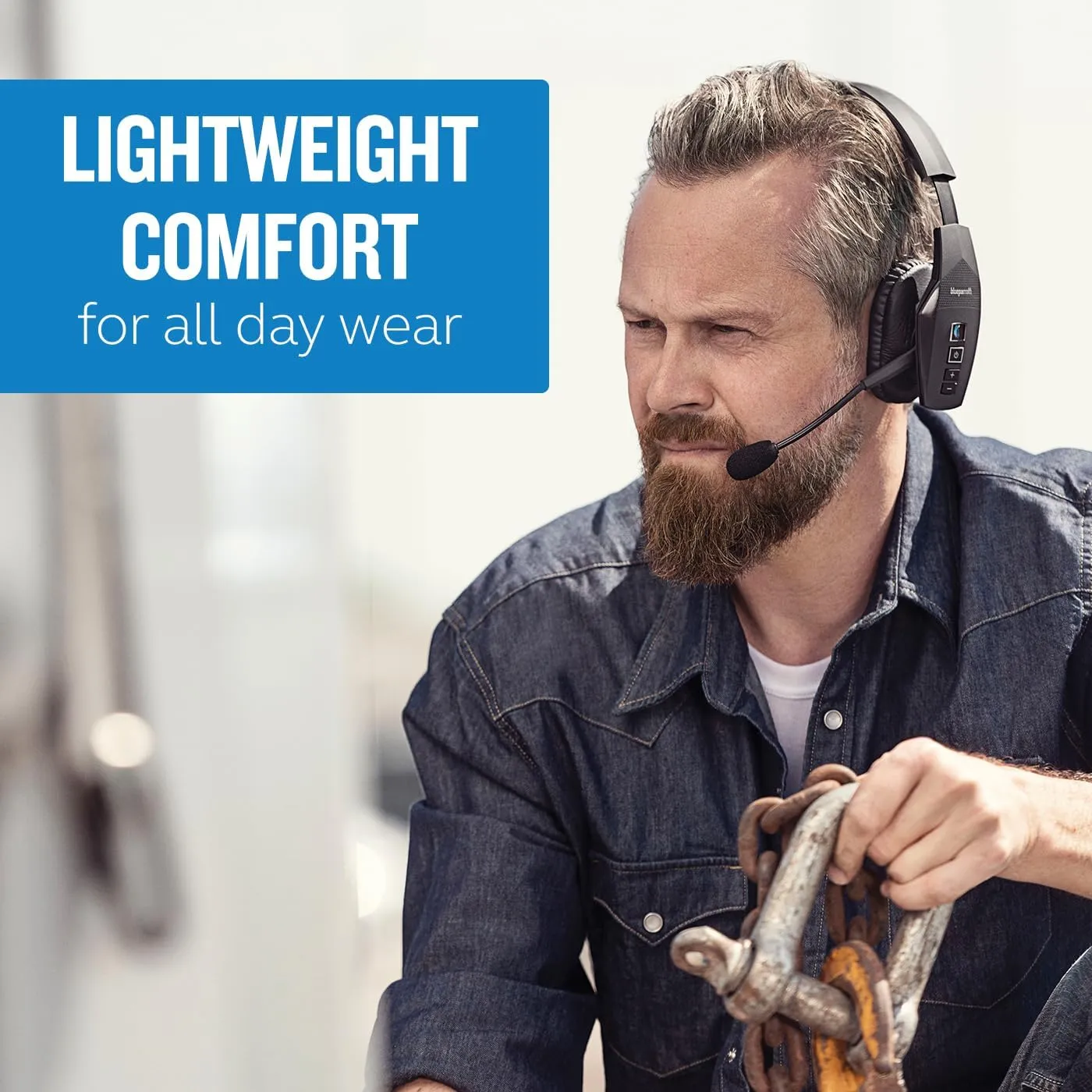 BlueParrott B550-XT Mono Bluetooth Wireless Headphones 96% Noise Canceling Over Head Trucker Headset with Mic, 100% Voice Control, IP54-Rated Protection, 24 hrs. Talk Time, Black