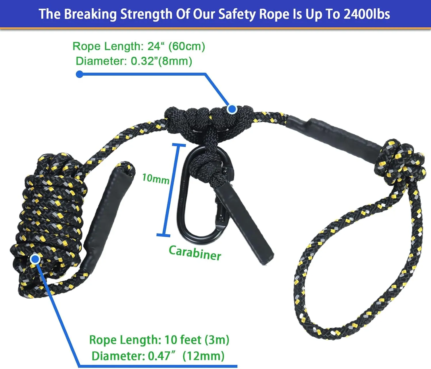 Boaton Treestand Safety Rope, Linemans Rope for Hunting, Tree Stand Safety Line, Tree Tether Rope, Life Lines for Tree Stands Hunting(10 feet)