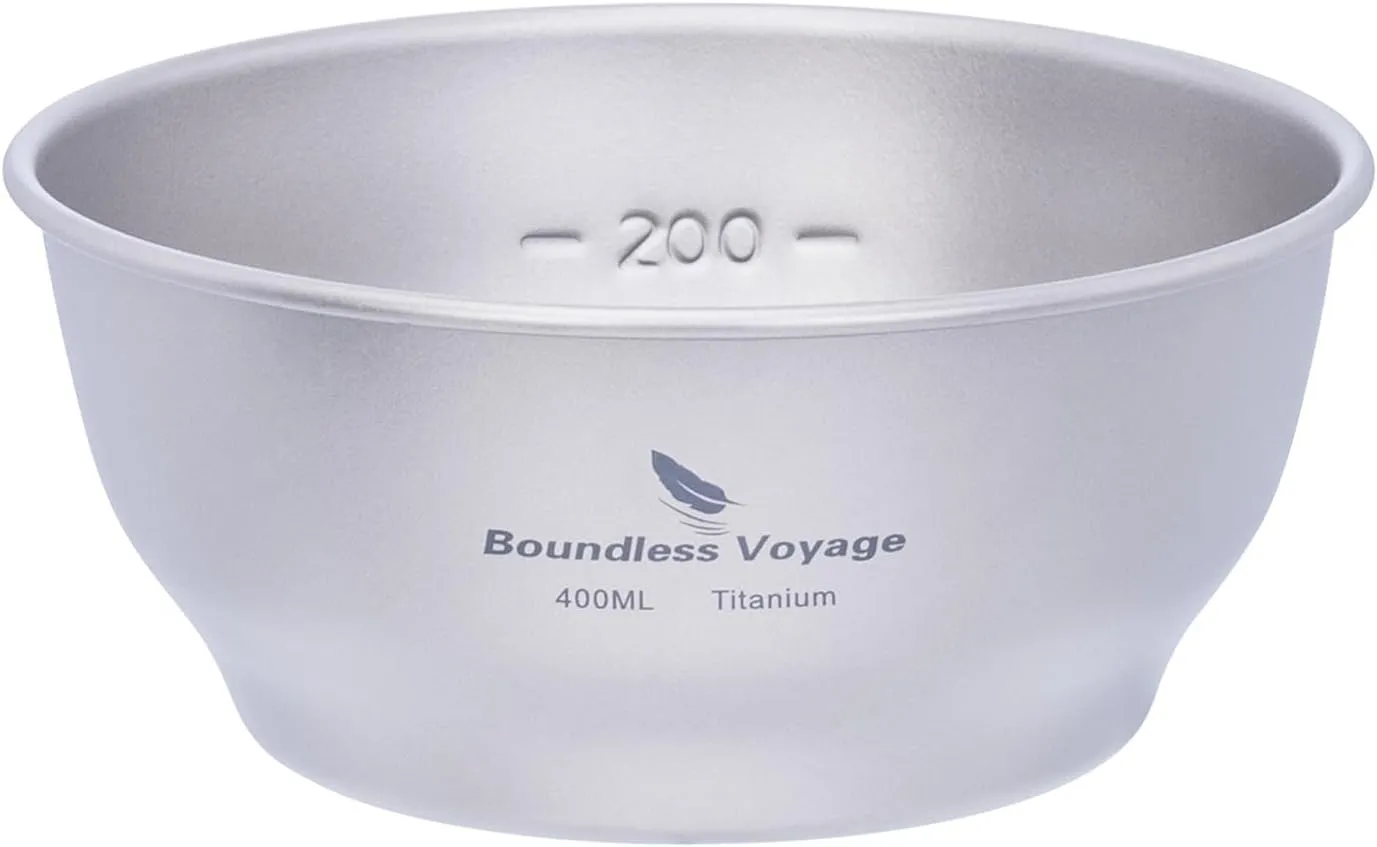 Boundless Voyage Titanium Dish Plate With Mesh Bag - Outdoor Dishware and Utensils Mess Kit, Single-Walled Bowl for Camping, Backpack Hiking