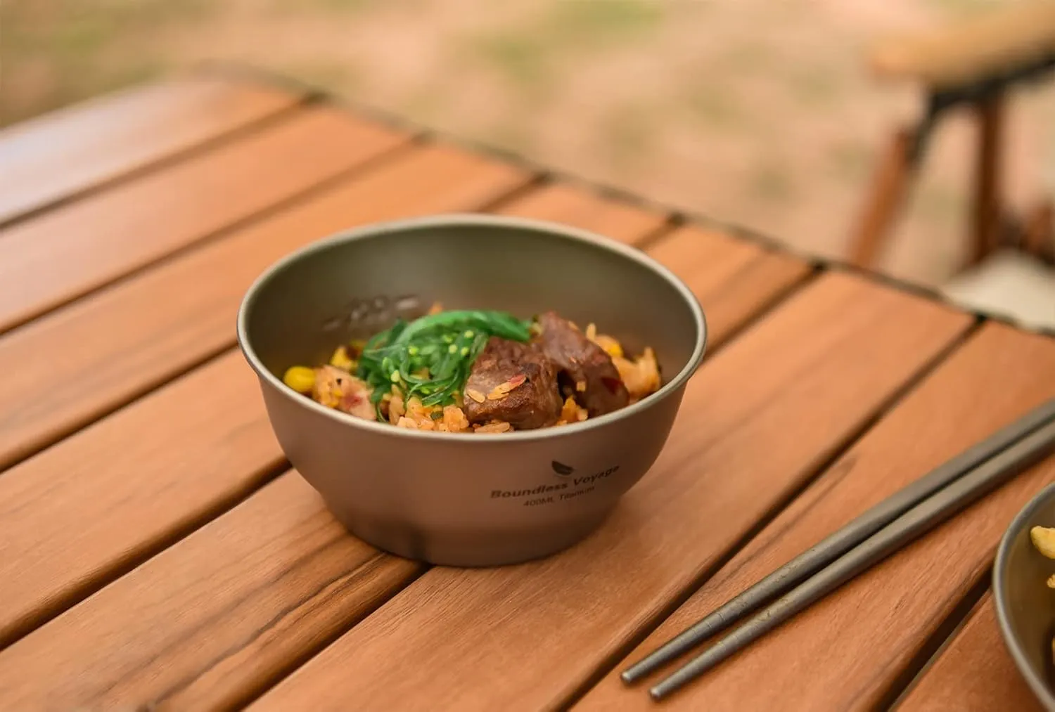 Boundless Voyage Ultralight Titanium Bowl Pan Plate Dish with Carry Bag Outdoor Camping Portable Tableware Cookware ((400ml Bowl)-Ti15163B)