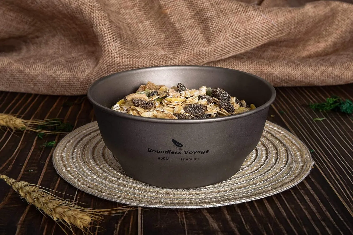 Boundless Voyage Ultralight Titanium Bowl Pan Plate Dish with Carry Bag Outdoor Camping Portable Tableware Cookware ((400ml Bowl)-Ti15163B)
