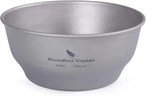 Boundless Voyage Ultralight Titanium Bowl Pan Plate Dish with Carry Bag Outdoor Camping Portable Tableware Cookware ((400ml Bowl)-Ti15163B)