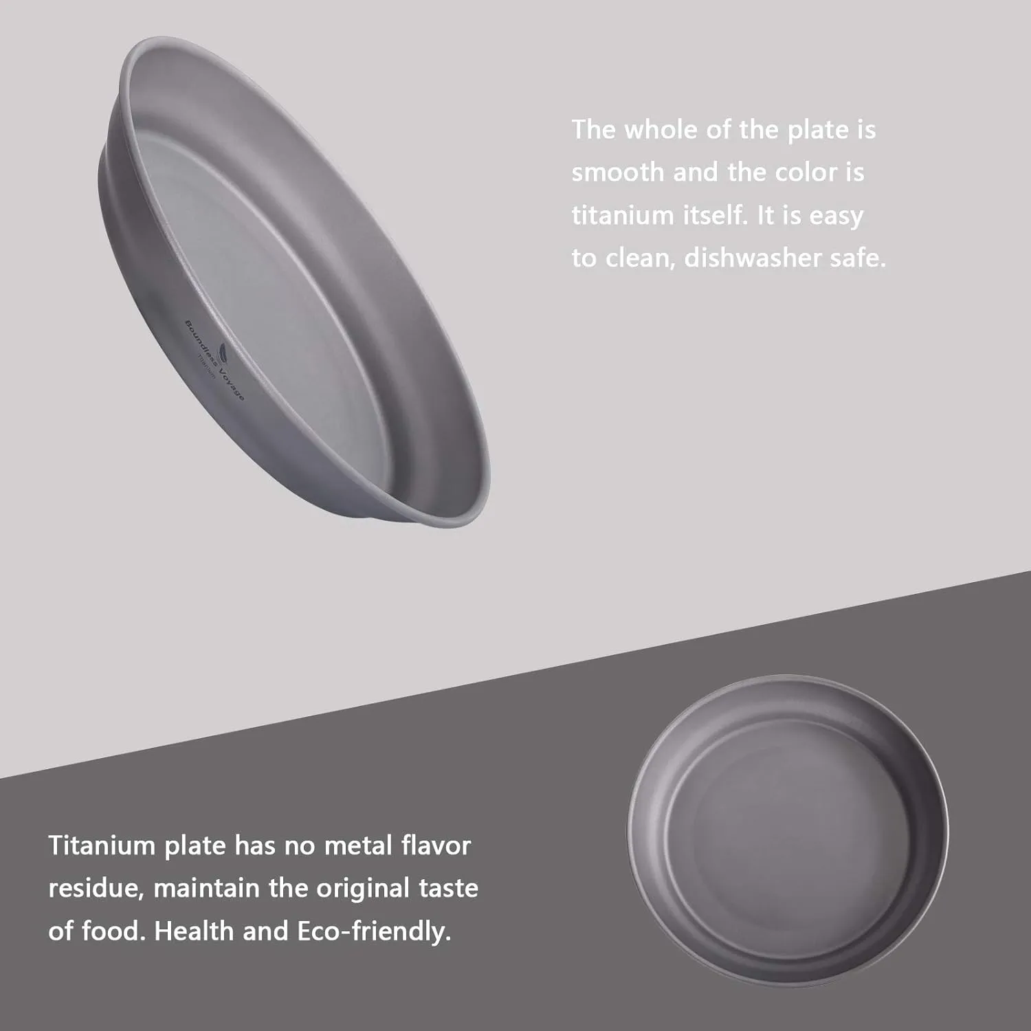 Boundless Voyage Ultralight Titanium Bowl Pan Plate Dish with Carry Bag Outdoor Camping Portable Tableware Cookware ((Plate-M)-Ti15167B)