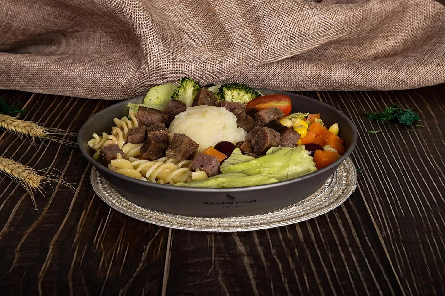Boundless Voyage Ultralight Titanium Bowl Pan Plate Dish with Carry Bag Outdoor Camping Portable Tableware Cookware ((Plate-M)-Ti15167B)
