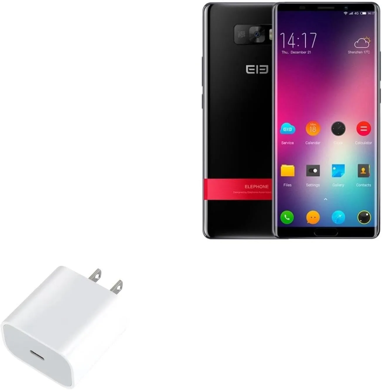 BoxWave Charger Compatible with Elephone P11 3D - PD GAN miniCube (30W), 30W Tiny PD GAN Type-C Wall Charger - Winter White