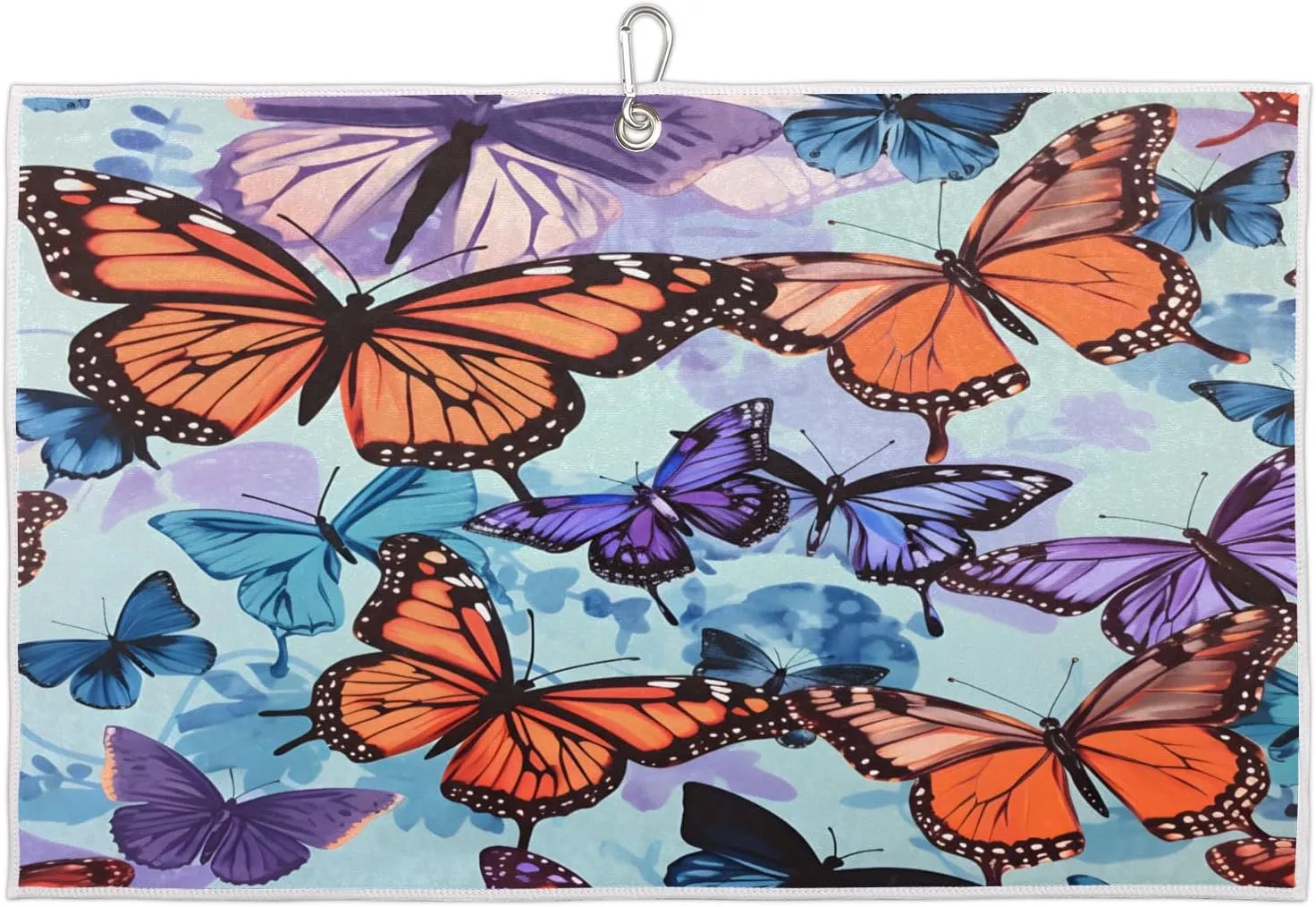 Butterflies Watercolor Beautiful Golf Towel with Heavy Duty Carabiner Clip Quick Dry Ultra Absorbent Club Ball Cleaning Towel Golf Accessories for Men Women