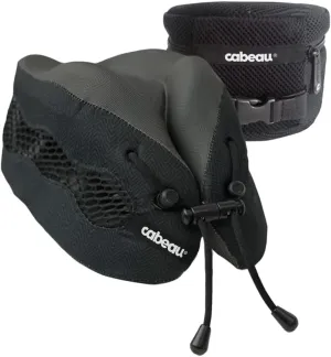 Cabeau Long Haul Flight Cooling Travel Neck Pillow – Evolution Cool – Supportive Memory Foam with Airflow Vents – Compact with Carrying Case (Black)