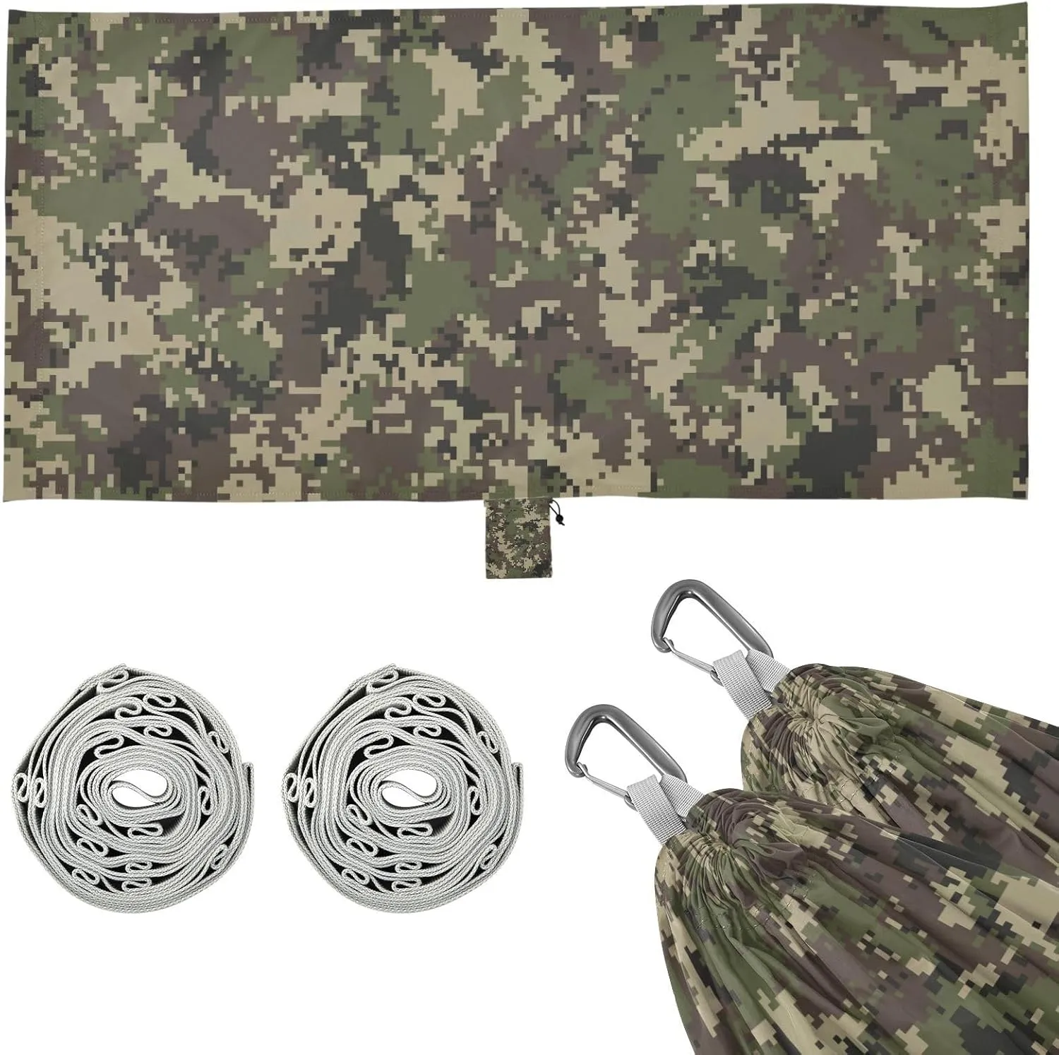 Camouflage Fashion Green Camping Hammock Single Portable Hammocks 330 lbs Capacity with 2 Tree Straps and Attached Carry Bag,Perfect for Outdoor,Indoor,Beach,Camping,Travel