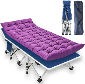 Camping cot with Mattress Comfortable Camping Cots for Adults Portable Folding Cot with Carry Bag Guest Bed Easy to Install Indoor Outdoor