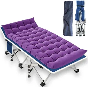 Camping cot with Mattress Comfortable Camping Cots for Adults with Carry Bag Portable Folding Cot Easy to Install Guest Bed for Home Indoor Outdoor