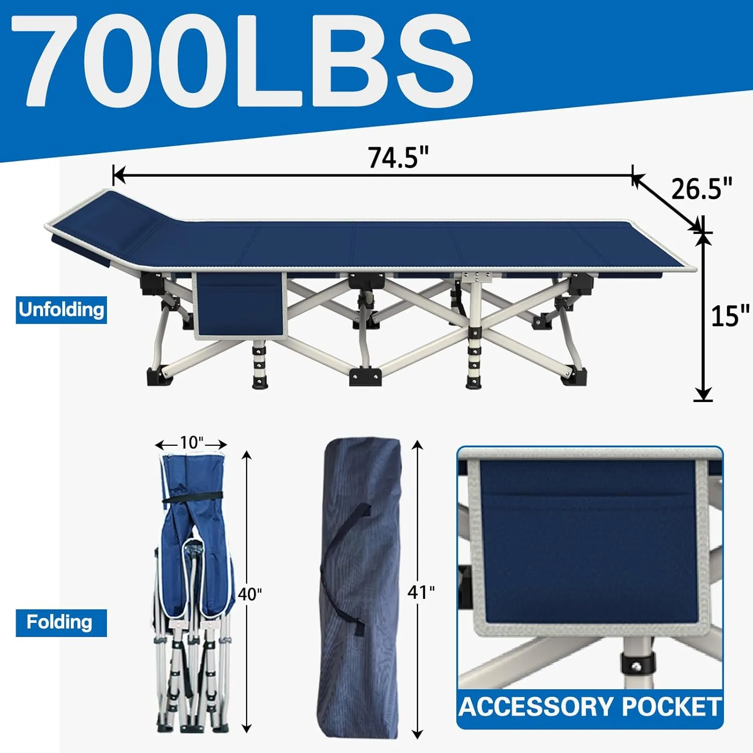 Camping cot with Mattress Comfortable Camping Cots for Adults with Carry Bag Portable Folding Cot Easy to Install Guest Bed for Home Indoor Outdoor