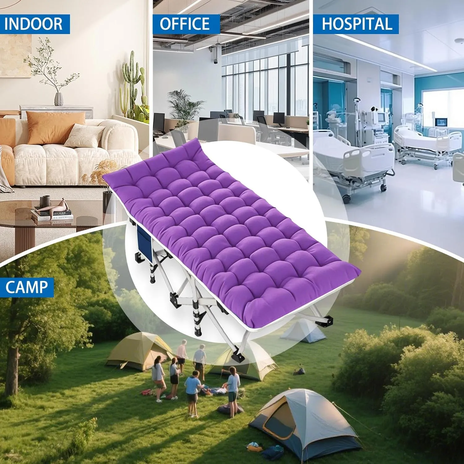 Camping cot with Mattress Comfortable Camping Cots for Adults with Carry Bag Portable Folding Cot Easy to Install Guest Bed for Home Indoor Outdoor