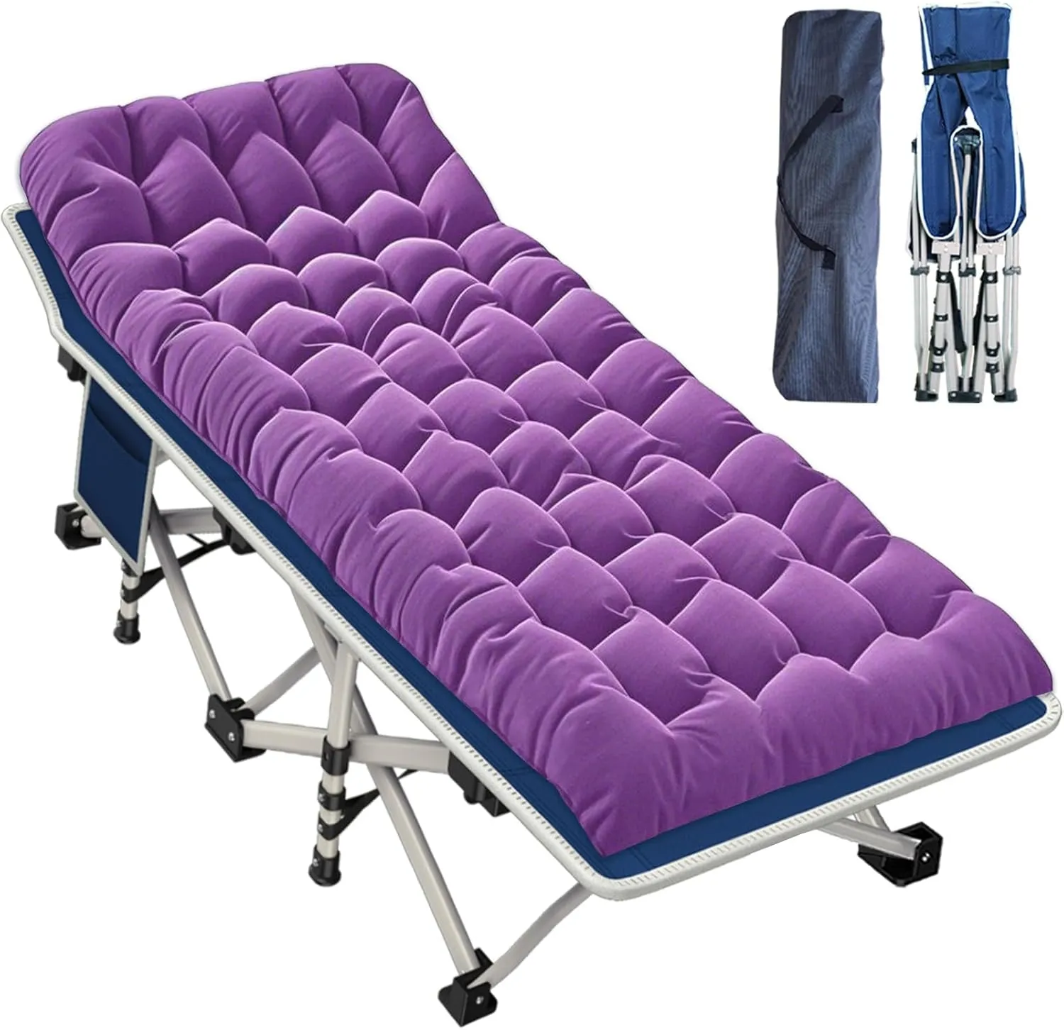 Camping cot with Mattress Comfortable Sleeping Cot for Adults with Carry Bag Portable Folding Cot Easy to Install Guest Bed for Home Indoor Outdoor