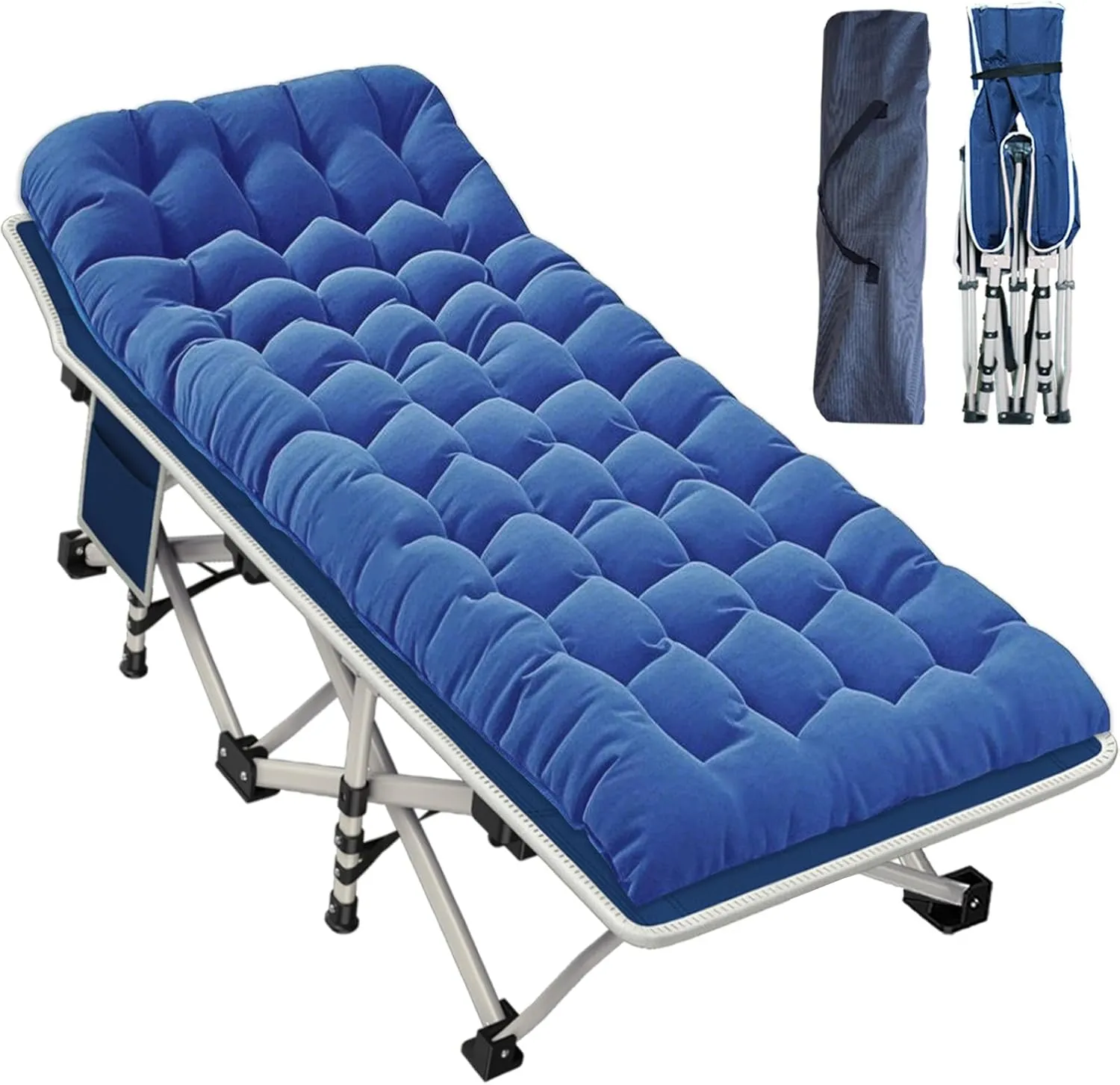 Camping cot with Mattress Comfortable Sleeping Cot for Adults with Carry Bag Portable Folding Cot Easy to Install Guest Bed for Home Outdoor Indoor