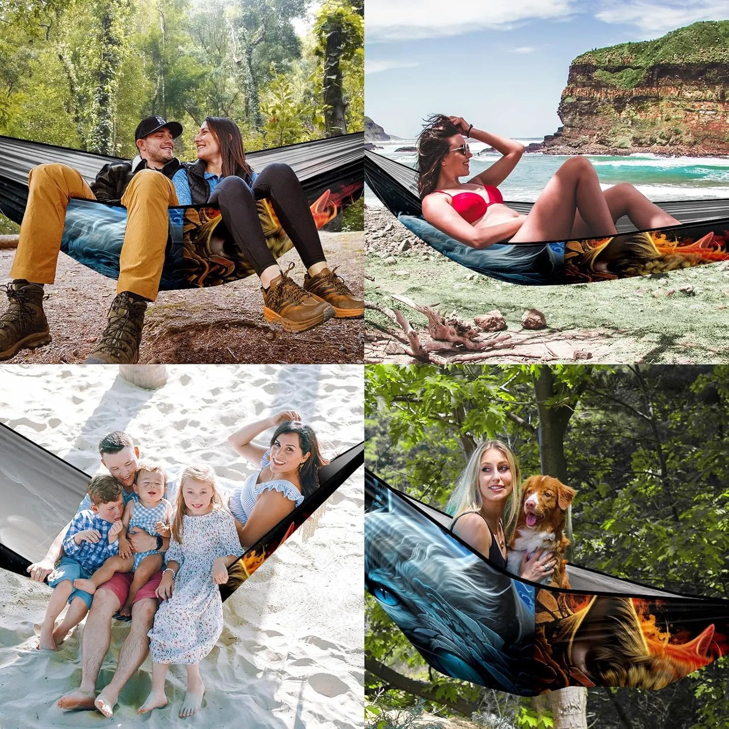 Camping Hammock Double & Single Portable Hammocks with 2 Tree Straps, Great for Hiking,Backpacking,Hunting,Outdoor,Beach,Camping, Cat (73)
