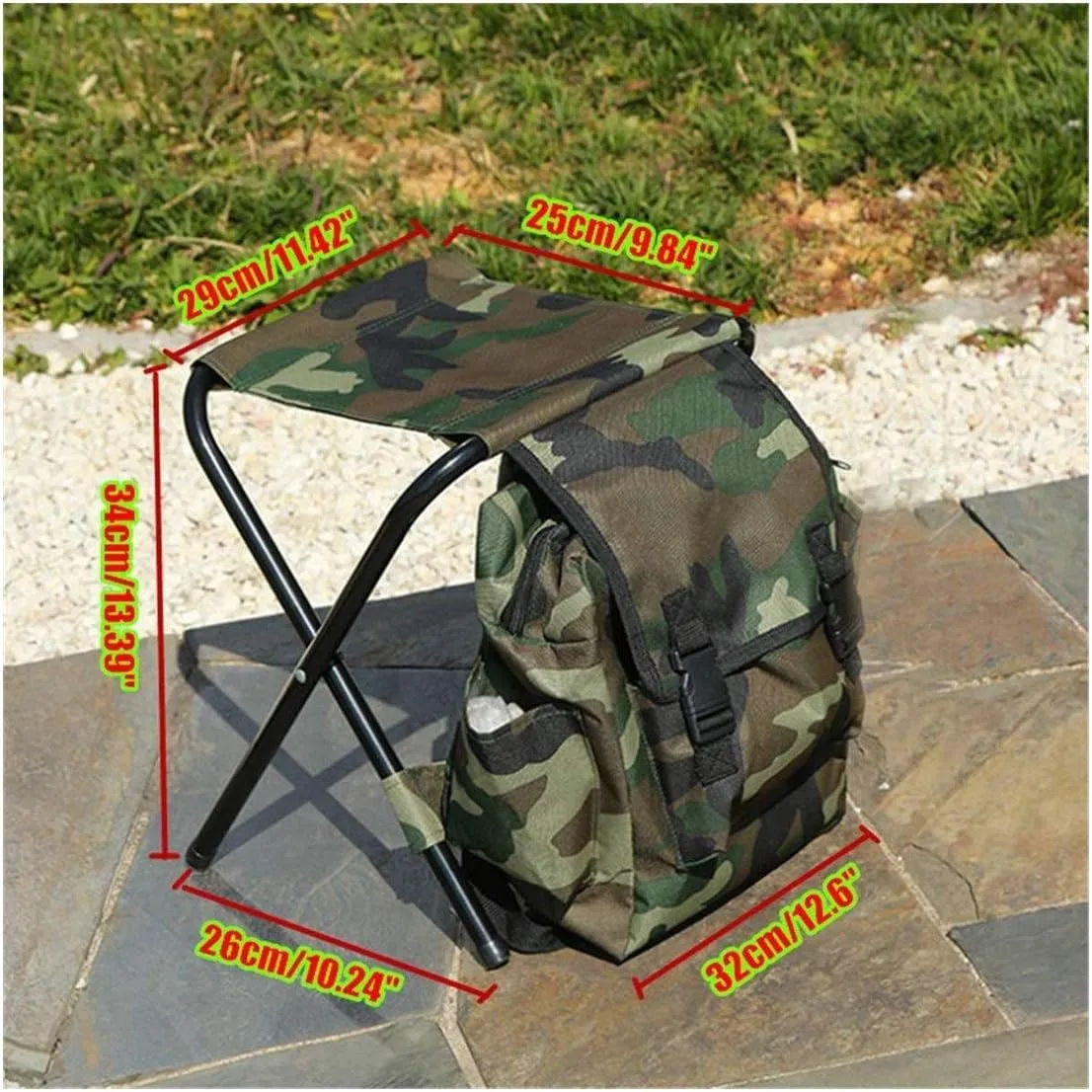 Camping Stool, Small Folding Chair, The Portable Fishing Chair Stool Camping Backpack Oudoor Travel Shoulder Sport Tackle Bag Fishing Accessories 42X32cm