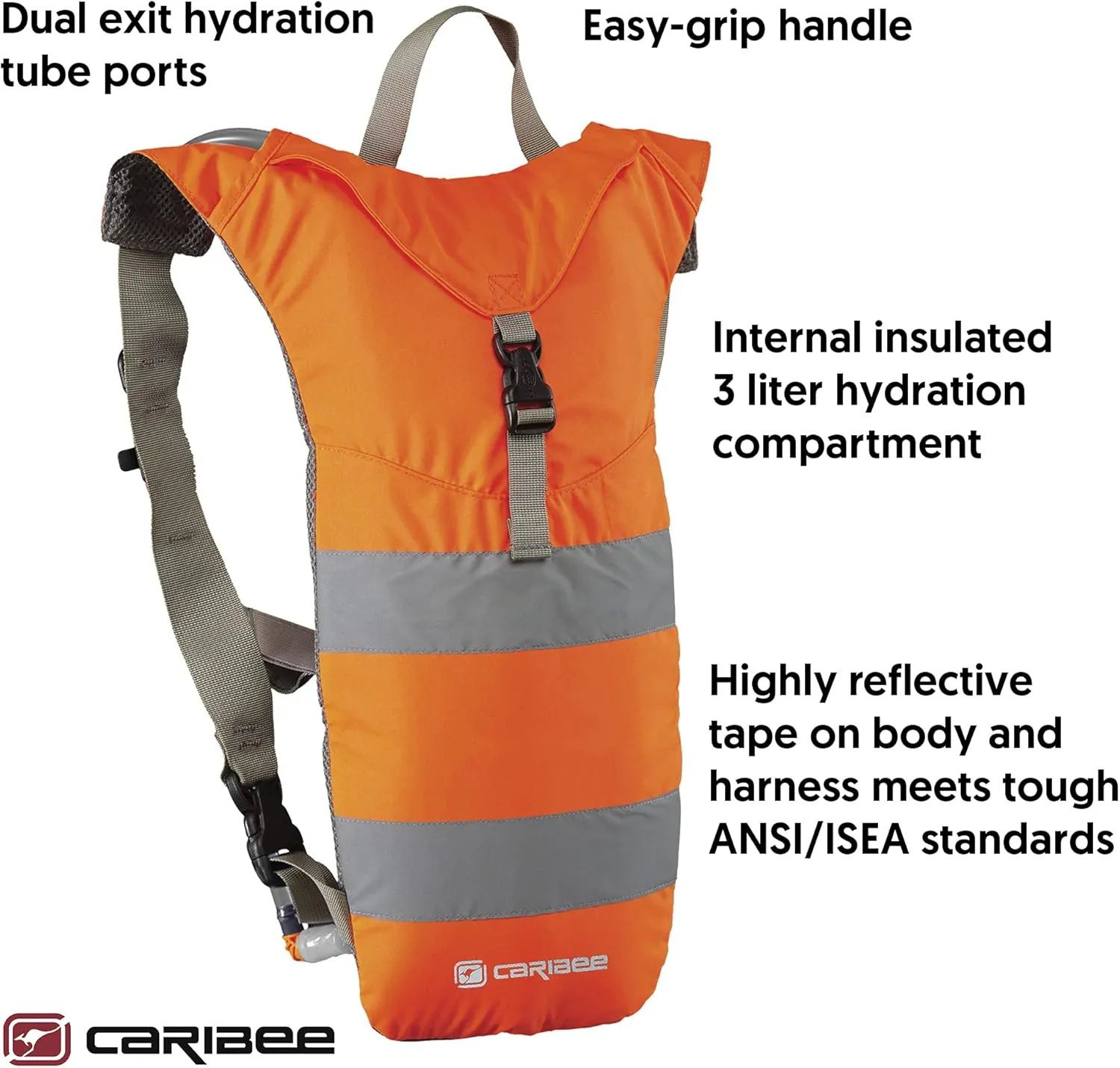 Caribee Nuke- Reflective Hi-vis Hydration Backpack – 3 L Capacity