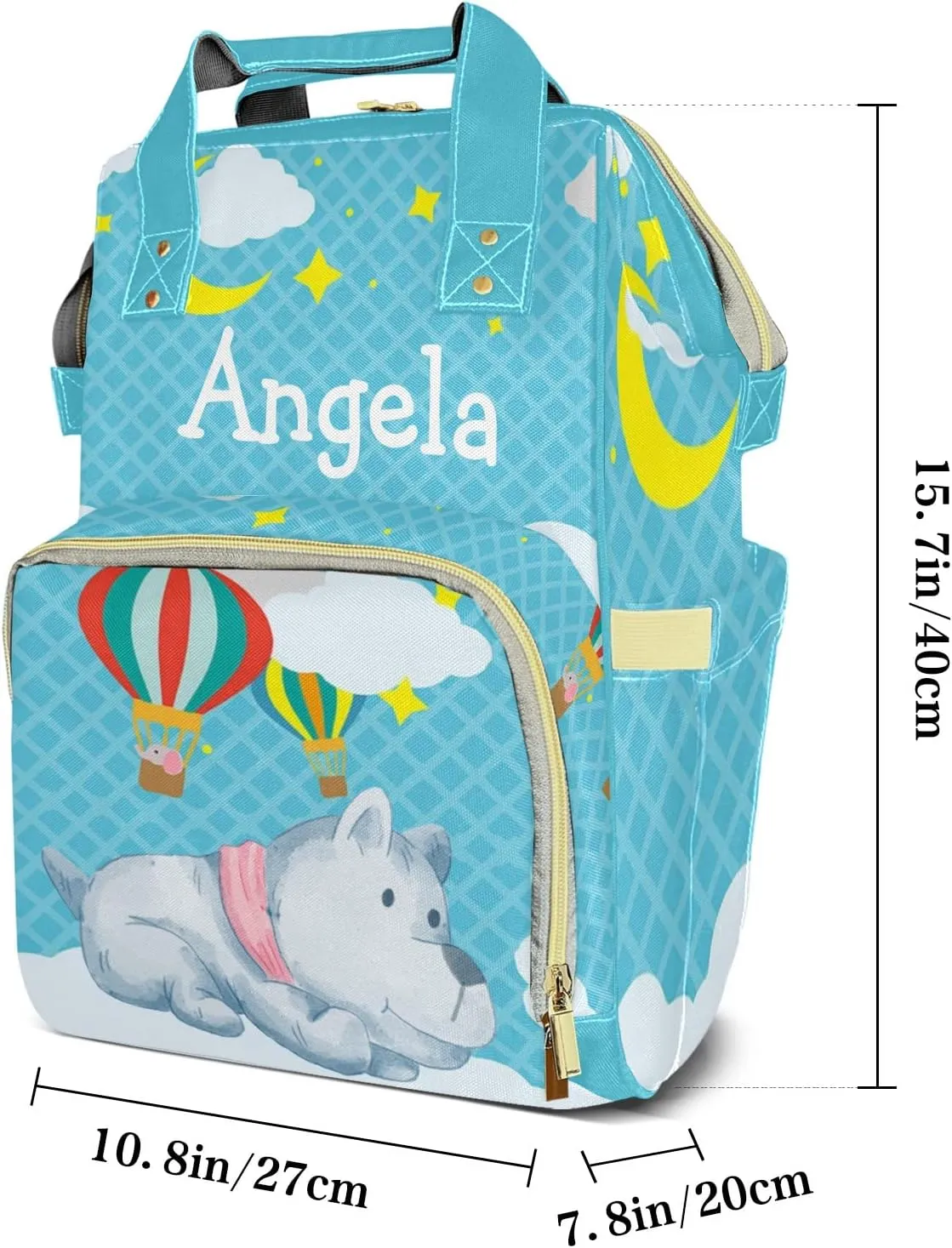 Cartoon Bear Mummy Bags Custom with Name Personalized Diaper Bags Backpack Presents