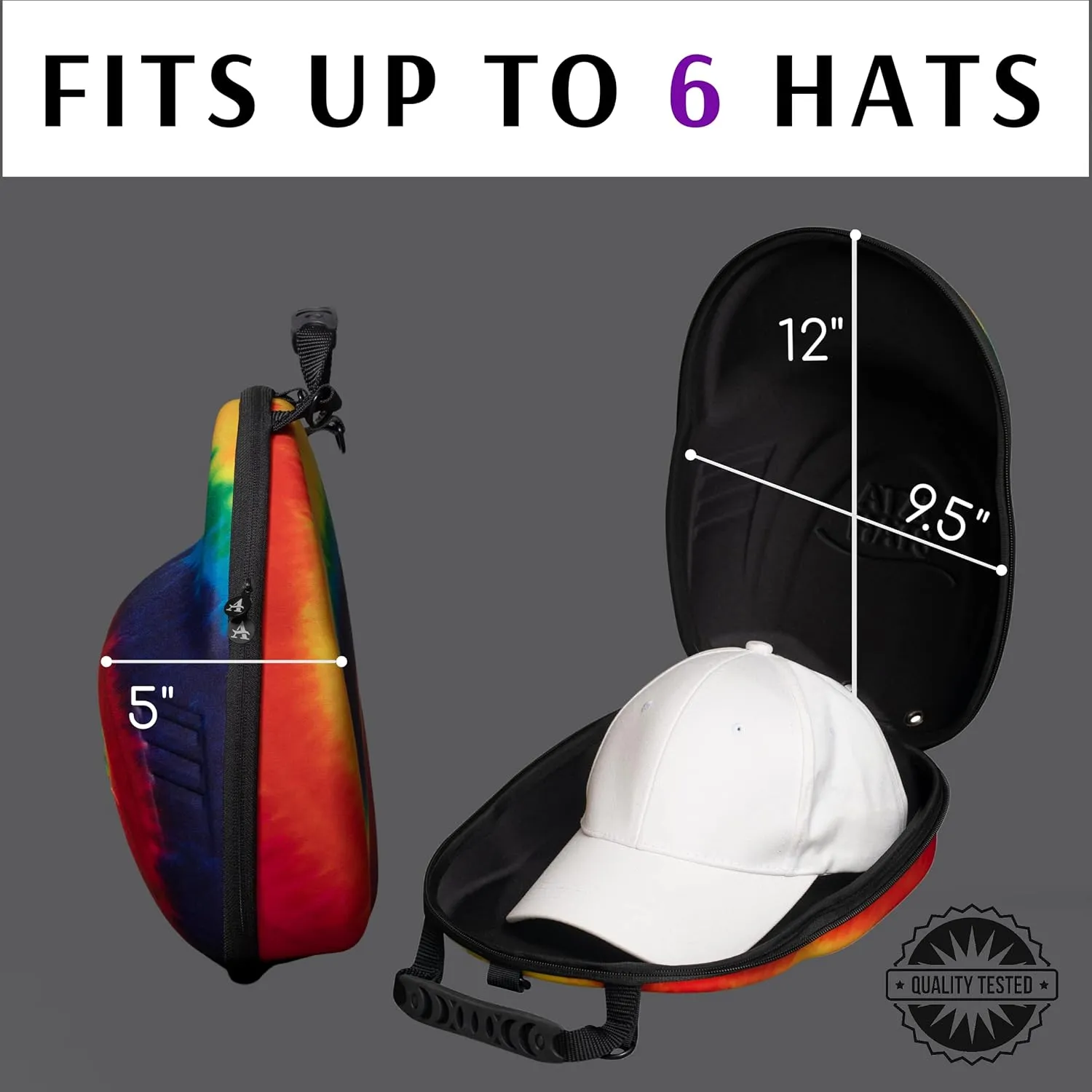 Case for Baseball Caps Hard Travel Hat Case Cap Carrier Hats Storage Box Shoulder Strap Carabiner Fits 6 Hats