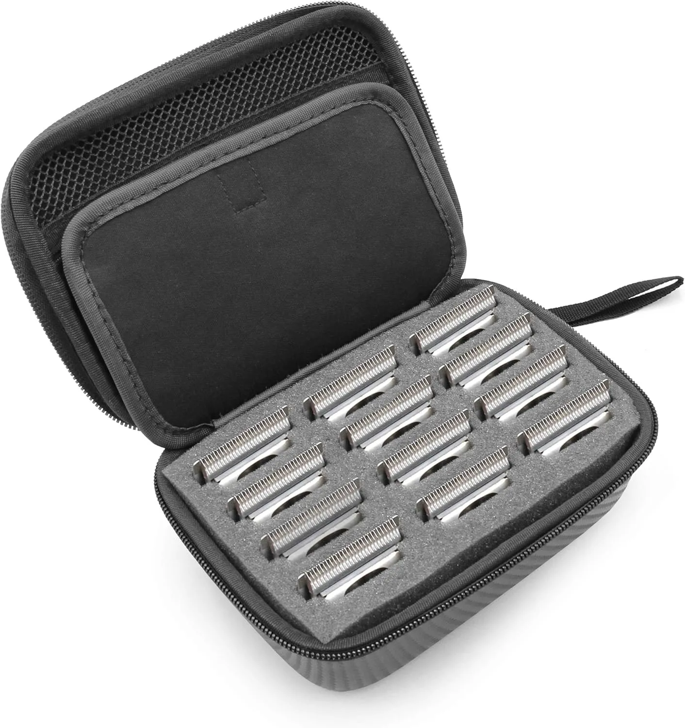 CASEMATIX Hair Clipper Guard Blade Holder Case For Barbers and Stylist Compatible with 12 Metal Andis, Oster, Wahl, Babyliss Detachable Clippers Metal Guards - Blade Storage Case Only