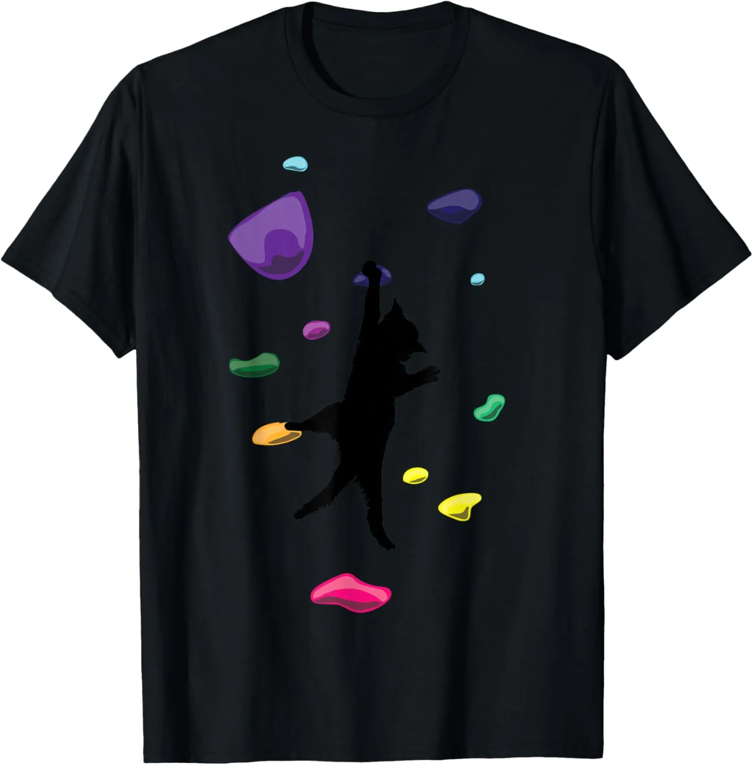 Cat Rock Climbing Art For Men Women Kid Carabiner Bouldering T-Shirt