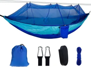 C/H Outdoor Camping Hammocks with Mosquito Net 1-2 Person Portable Travel Camping Fabric Hanging Swing Hammocks Bed for Garden Beach Travel Hiking Backpacking
