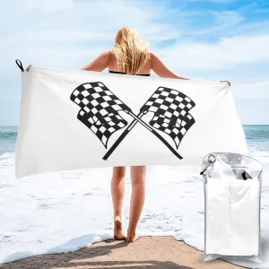 Checkered Flags Race Car Flag1 Beach Towel, Microfiber Beach Towels, Oversized, Quick Dry (31.5" X 63") Sand Proof, Absorbent, Compact, Beach Blanket, Lightweight Towel for The Swimming, Sports