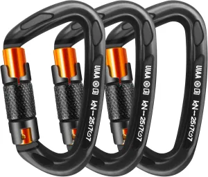 Climbing Carabiner Clips 25kN Auto Locking Carabiner, Professional Heavy Duty Large Locking Carabiner Clips for Rock/Ice Climbing Rappelling Rescue Swing etc, D Shaped, Large Size