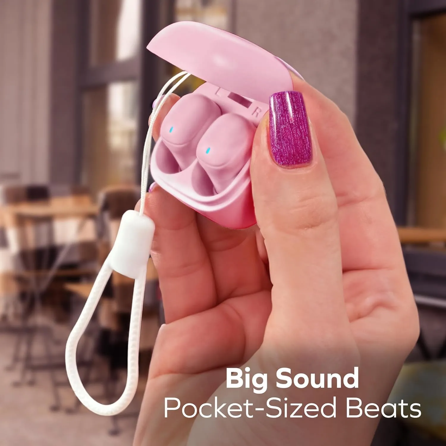 Coby Mini True Wireless Earbuds, Worlds Smallest Wireless Ear Buds, Lightweight in-Ear Headphones & Case, Built-in Mic | Bluetooth Headphones 12-HR Play (Pink)