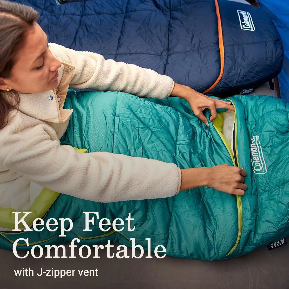 Coleman Big Bay 20°F Sleeping Bag, Adult Mummy Sleep Sack with Headrest