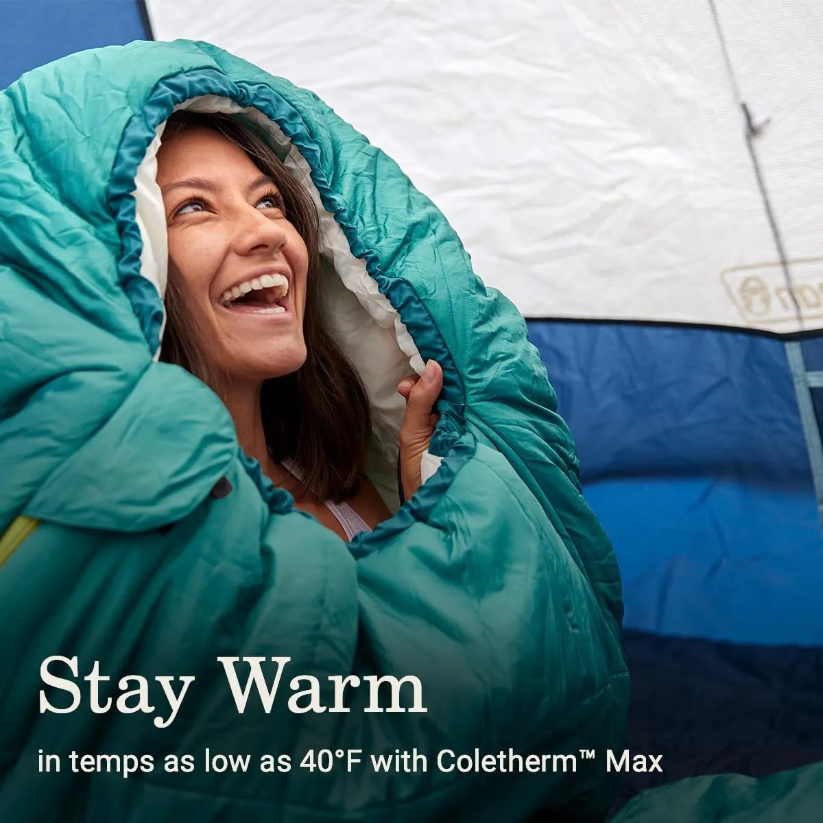 Coleman Big Bay 20°F Sleeping Bag, Adult Mummy Sleep Sack with Headrest