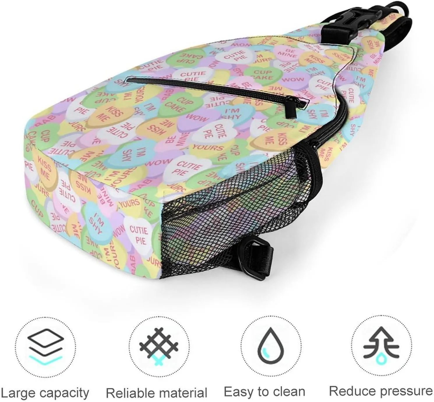 Conversation Candy Heart A Spacious And Large Capacity Portable Adjustable Chest Bag