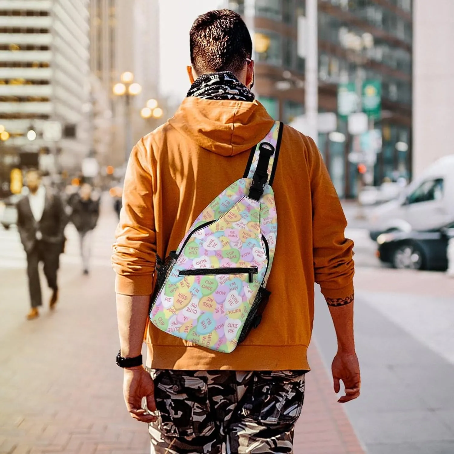 Conversation Candy Heart A Spacious And Large Capacity Portable Adjustable Chest Bag