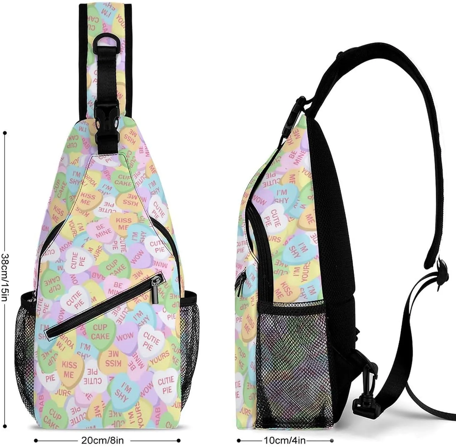 Conversation Candy Heart A Spacious And Large Capacity Portable Adjustable Chest Bag