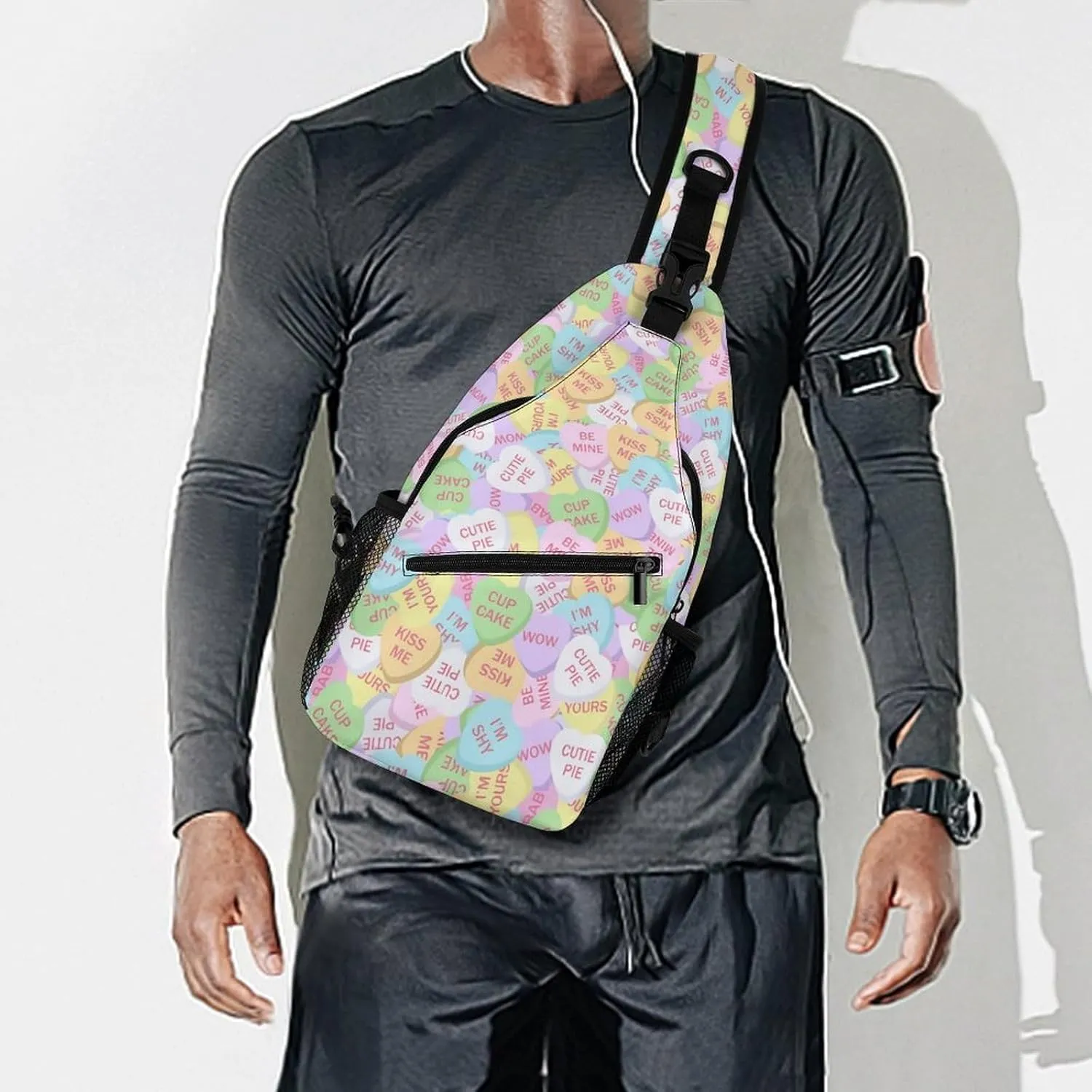 Conversation Candy Heart A Spacious And Large Capacity Portable Adjustable Chest Bag