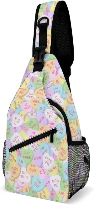 Conversation Candy Heart A Spacious And Large Capacity Portable Adjustable Chest Bag