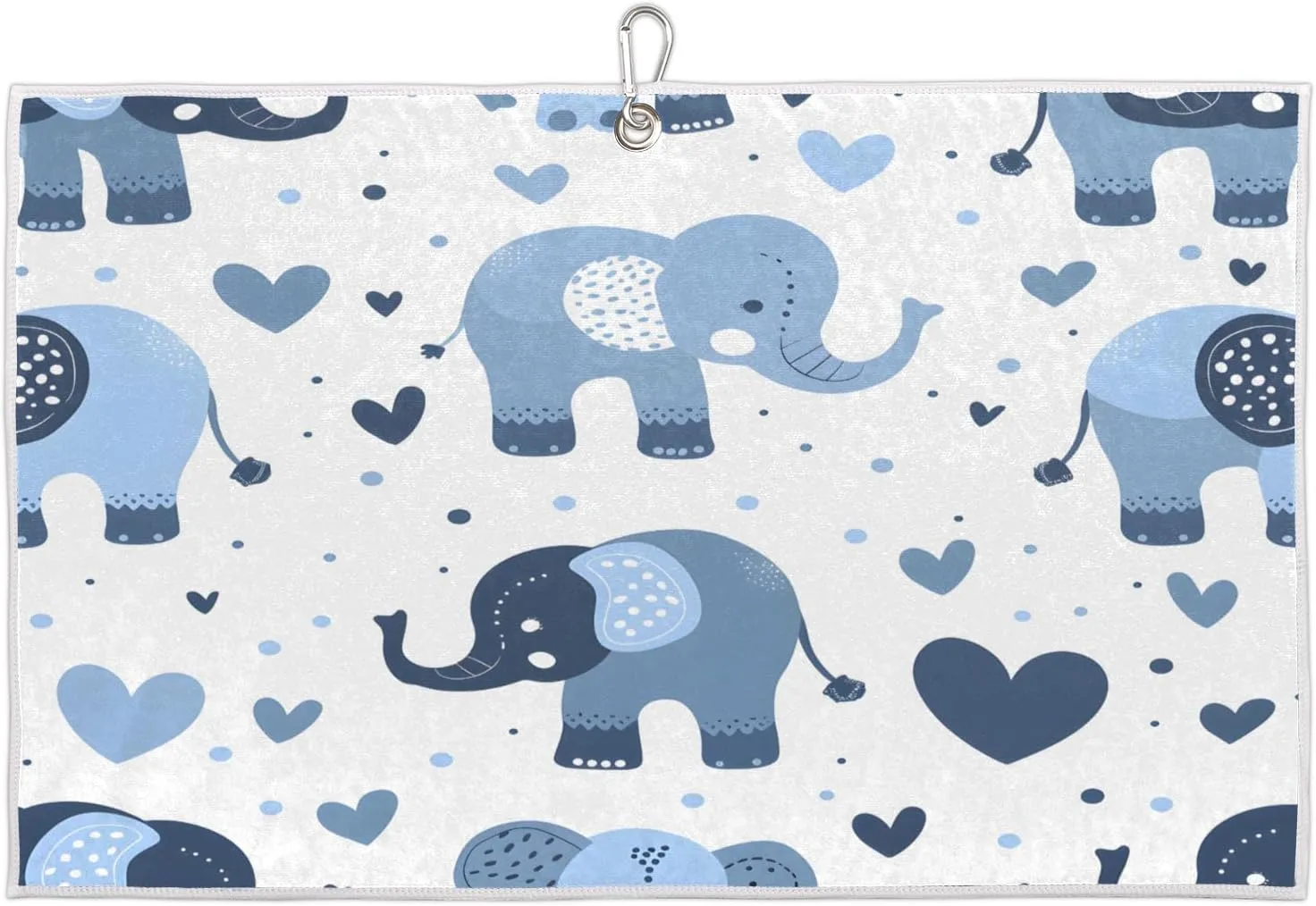 Cute Abstract Elephant Love Silhouette Golf Towel with Heavy Duty Carabiner Clip Quick Dry Ultra Absorbent Club Ball Cleaning Towel Golf Accessories for Men Women