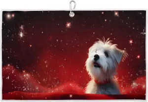 Cute Dogs for Valentine's Day Golf Towel with Heavy Duty Carabiner Clip Quick Dry Ultra Absorbent Club Ball Cleaning Towel Golf Accessories for Men Women