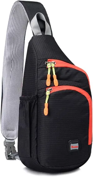 Cycling Crossbody Shoulder Backpack,Waterproof Sling Backpack Multifunctional One Shoulder Bag Chest Bag for Cycling Outdoor Travel Walking Hiking,Black