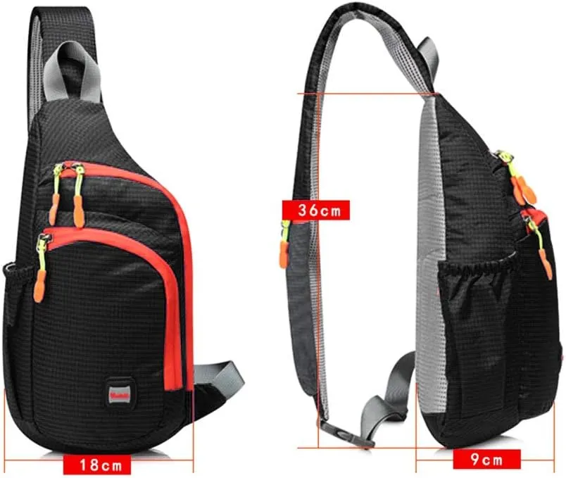 Cycling Crossbody Shoulder Backpack,Waterproof Sling Backpack Multifunctional One Shoulder Bag Chest Bag for Cycling Outdoor Travel Walking Hiking,Black