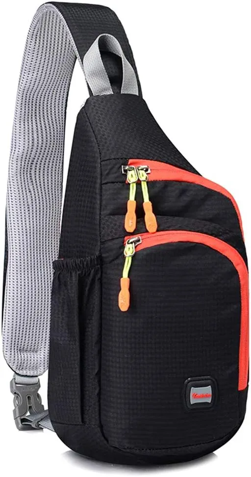 Cycling Crossbody Shoulder Backpack,Waterproof Sling Backpack Multifunctional One Shoulder Bag Chest Bag for Cycling Outdoor Travel Walking Hiking,Black