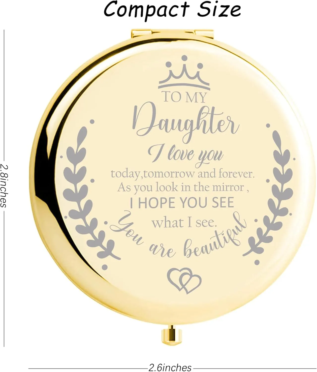 Daughter Gifts Compact Mirror for Daughter from Dad Mom, Daughter Birthday Gifts for Daughter Engraved Makeup Mirror for Daughter