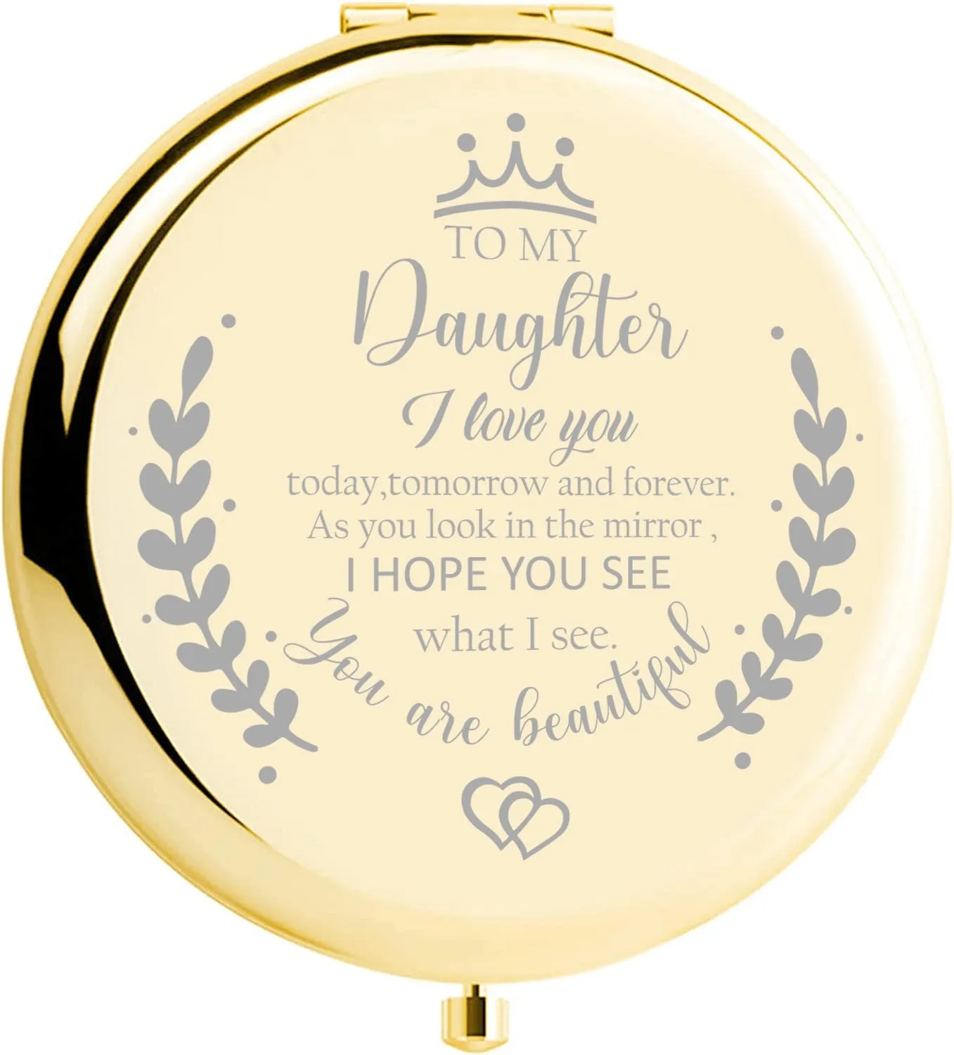 Daughter Gifts Compact Mirror for Daughter from Dad Mom, Daughter Birthday Gifts for Daughter Engraved Makeup Mirror for Daughter