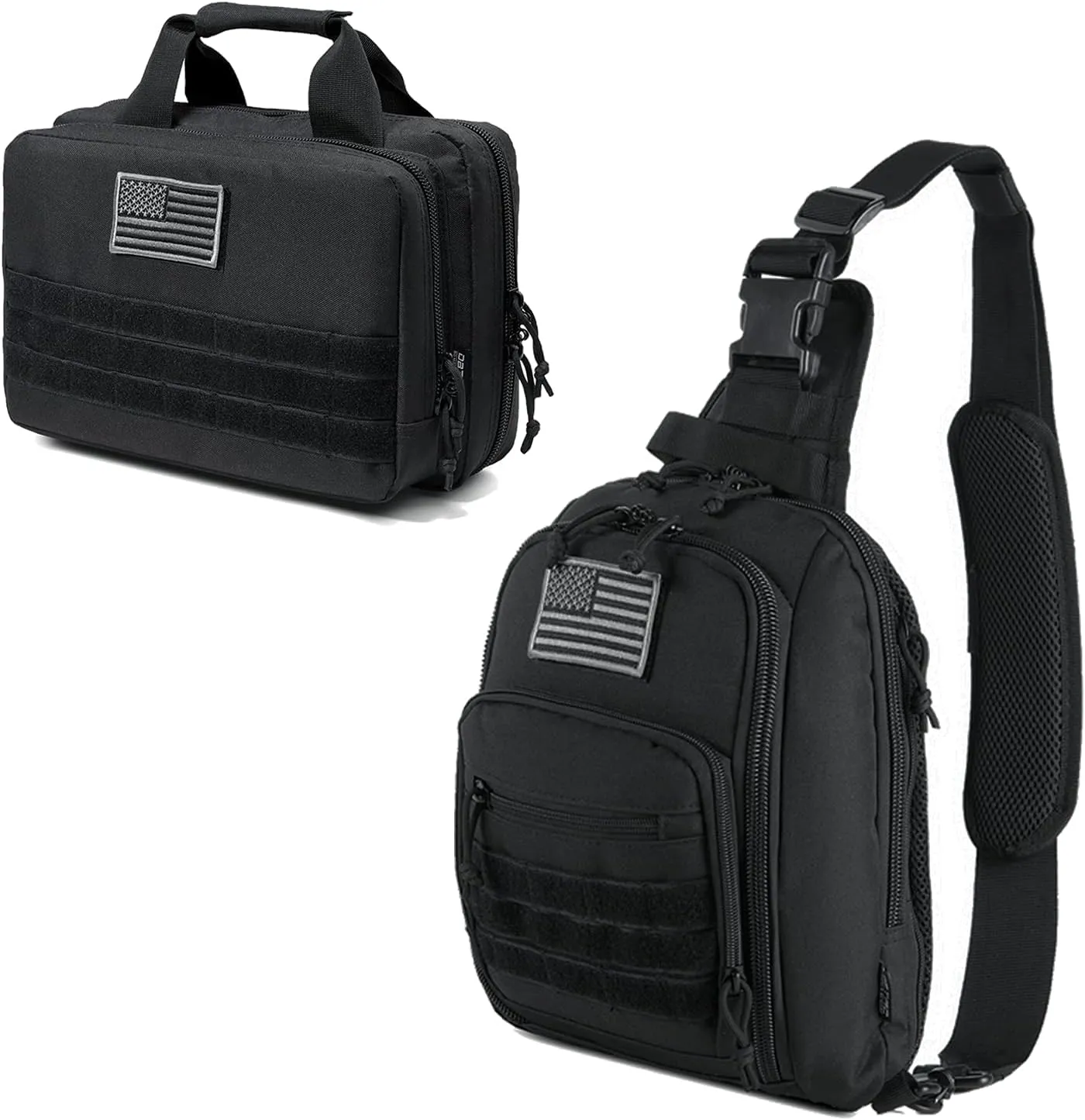 DBTAC Concealed Carry Sling Bag Small (Black)   Range Bag XS Size (Black), Lockable Zipper, Durable Material, Compact Design