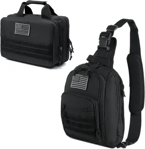 DBTAC Concealed Carry Sling Bag Small (Black)   Range Bag XS Size (Black), Lockable Zipper, Durable Material, Compact Design